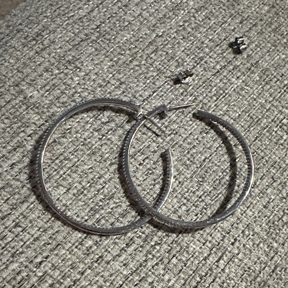 925 Large CZ Hoop Earrings